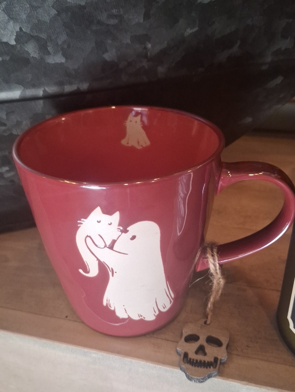 Unbranded Pink Cat & Ghost Ceramic Mug